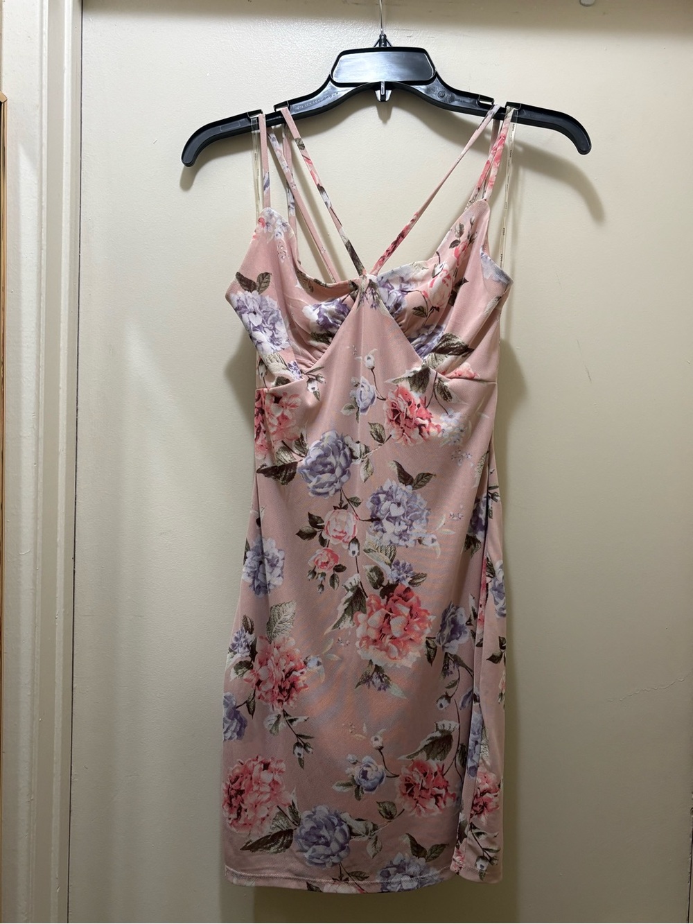 Blush Floral Slip Dress with Adjustable Straps